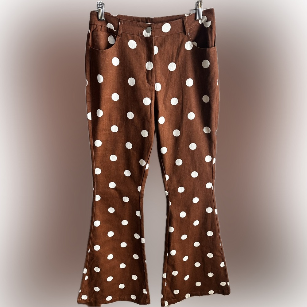 Brown Polka Dot Flares